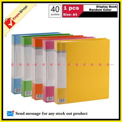 Display Book 40 Pocket Thin Plastic File Folder Display Presentation Book, A4 Size Random Color 1pcs - Innovative Design - Organize with Style_img_3