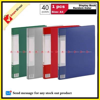 Display Book 40 Pocket Thin Plastic File Folder Display Presentation Book, A4 Size Random Color 1pcs - Innovative Design - Organize with Style_img_0