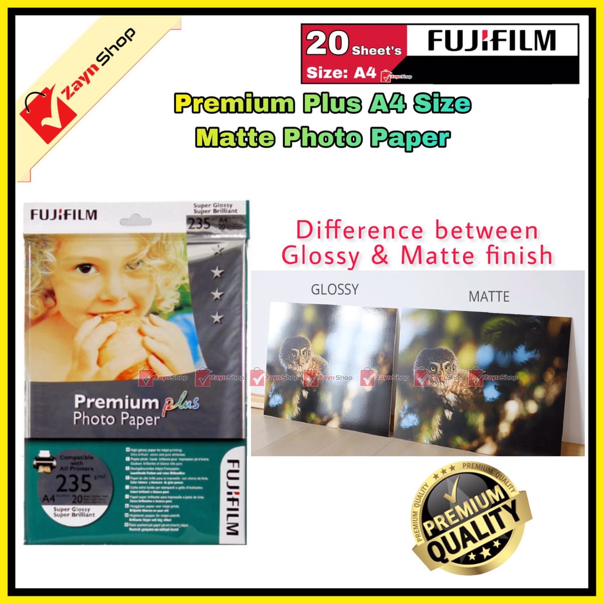 Fujifilm Matte Premium Plus Photo Paper A4 Size 20 Sheets