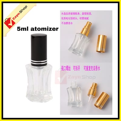 Empty Bottle 5ml Refillable Spray Atomizer Round Shape Transparent Glass Random Color 1pcs_img_0