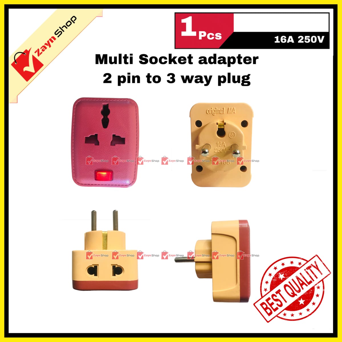 Multi Socket Plug Adapter 250V 16A 2 Pin Power Plug To 3 Way 3 Point Socket Converter With LED Indicator 1pcs