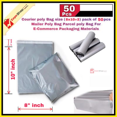 Courier poly Bag size (8x10+2) pack of 50 pcs Mailer Poly Bag Parcel poly Bag For E-Commerce Packaging Materials_img_0