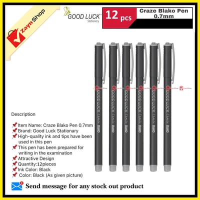 Good Luck Craze Blako Ball Point Pen Black Ink 0.7 Mm 12 Pcs - Pen_img_0