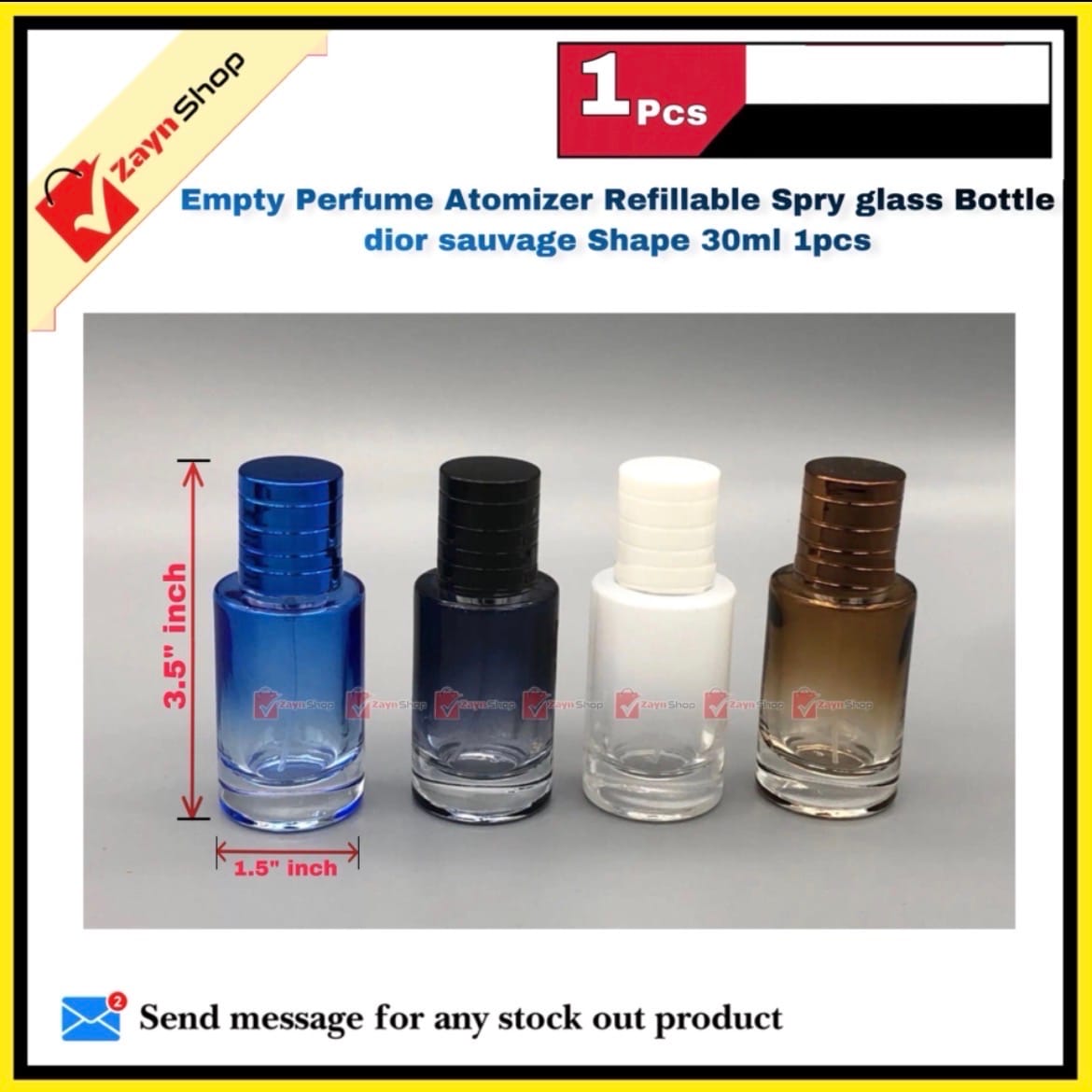 Empty Perfume Atomizer Refillable Spry 30ml glass Bottle dior Sauvage Shape 1pcs