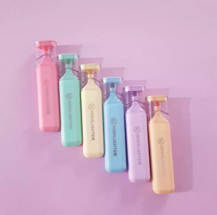 Fluorescent Highlighter Pens 6 pcs Set Pastel Macaron Colored For Drawing, Marking, Note-Taking
