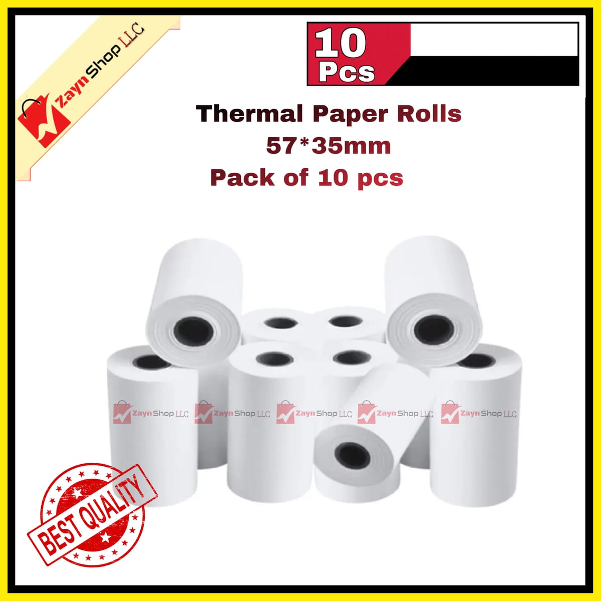 Thermal Paper Rolls 57*35mm 10 pcs for 58mm POS Printer, Receipt Printer, Mini Thermal Printer White