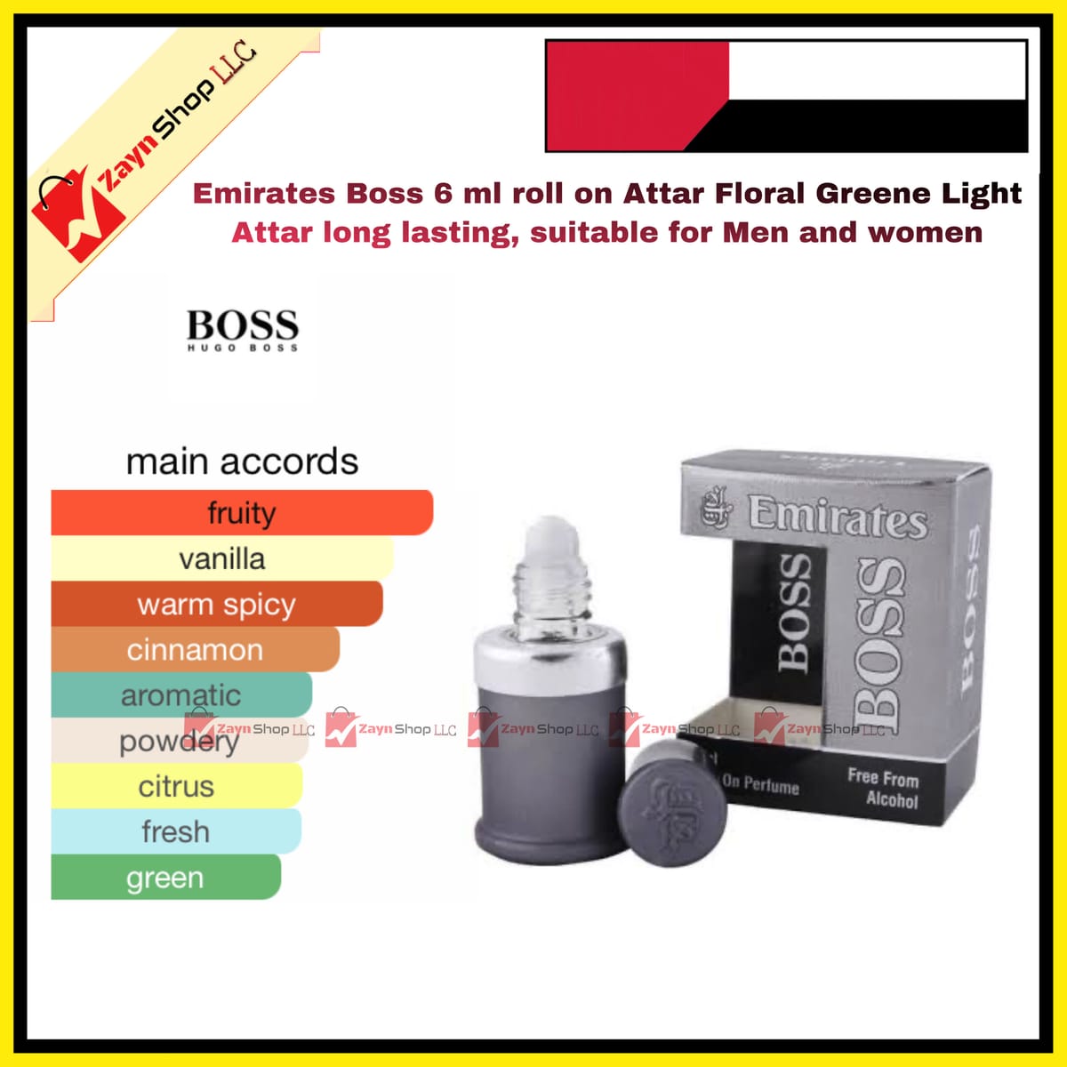 Emirates Boss 6 ml roll on Attar Floral Light Attar long lasting, suitable for Men and women