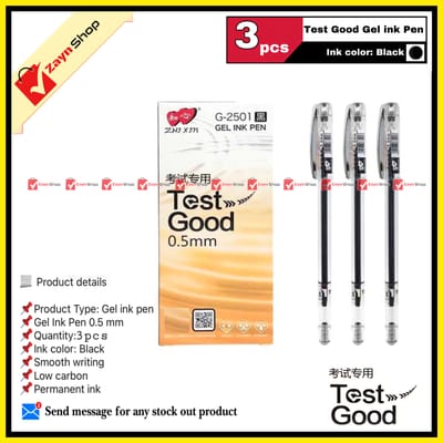 Test Good Gel Ink Pen Black 0.5mm 3 pcs_img_0