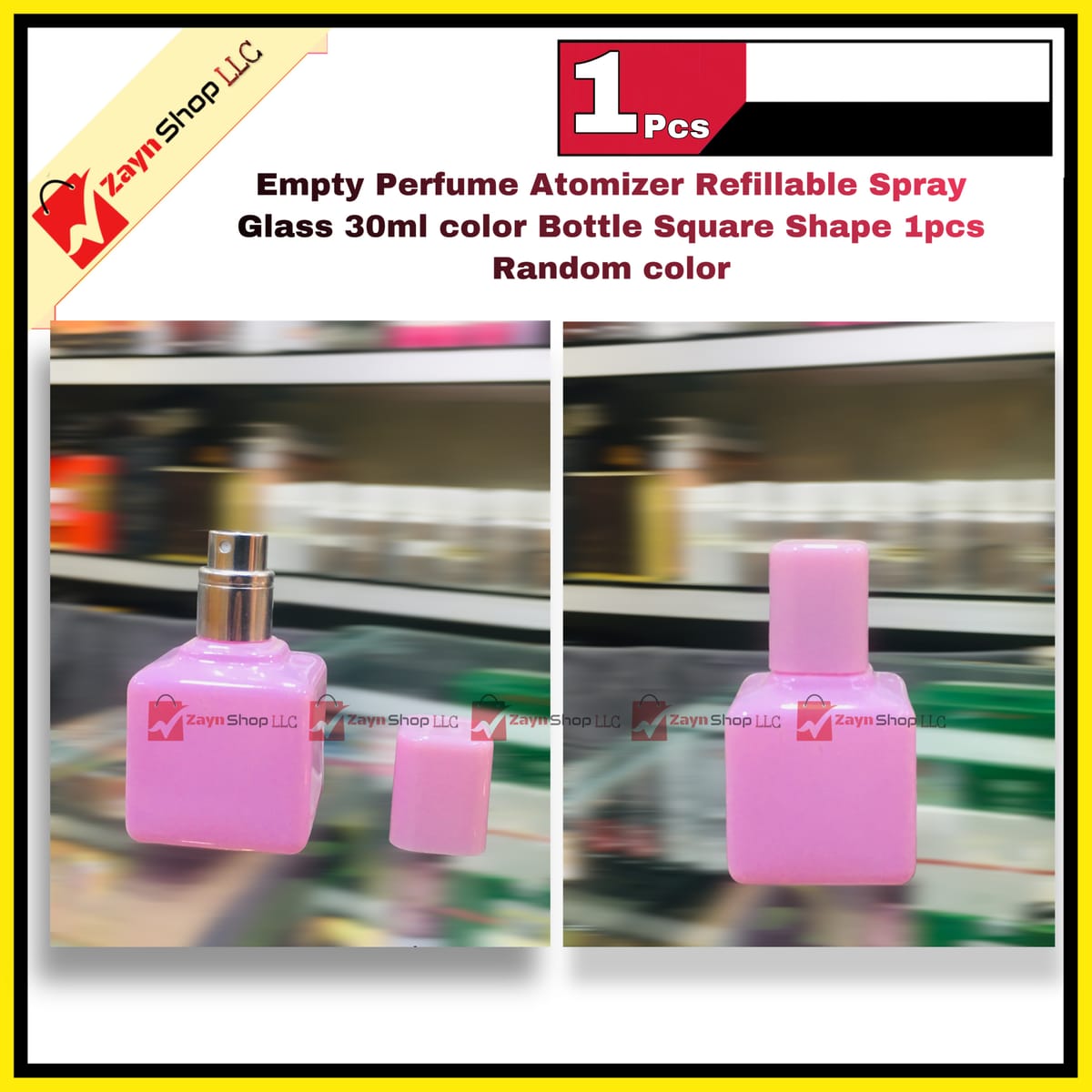Empty Perfume Atomizer Refillable Spray Glass 30ml color Bottle Square Shape 1pcs Random color