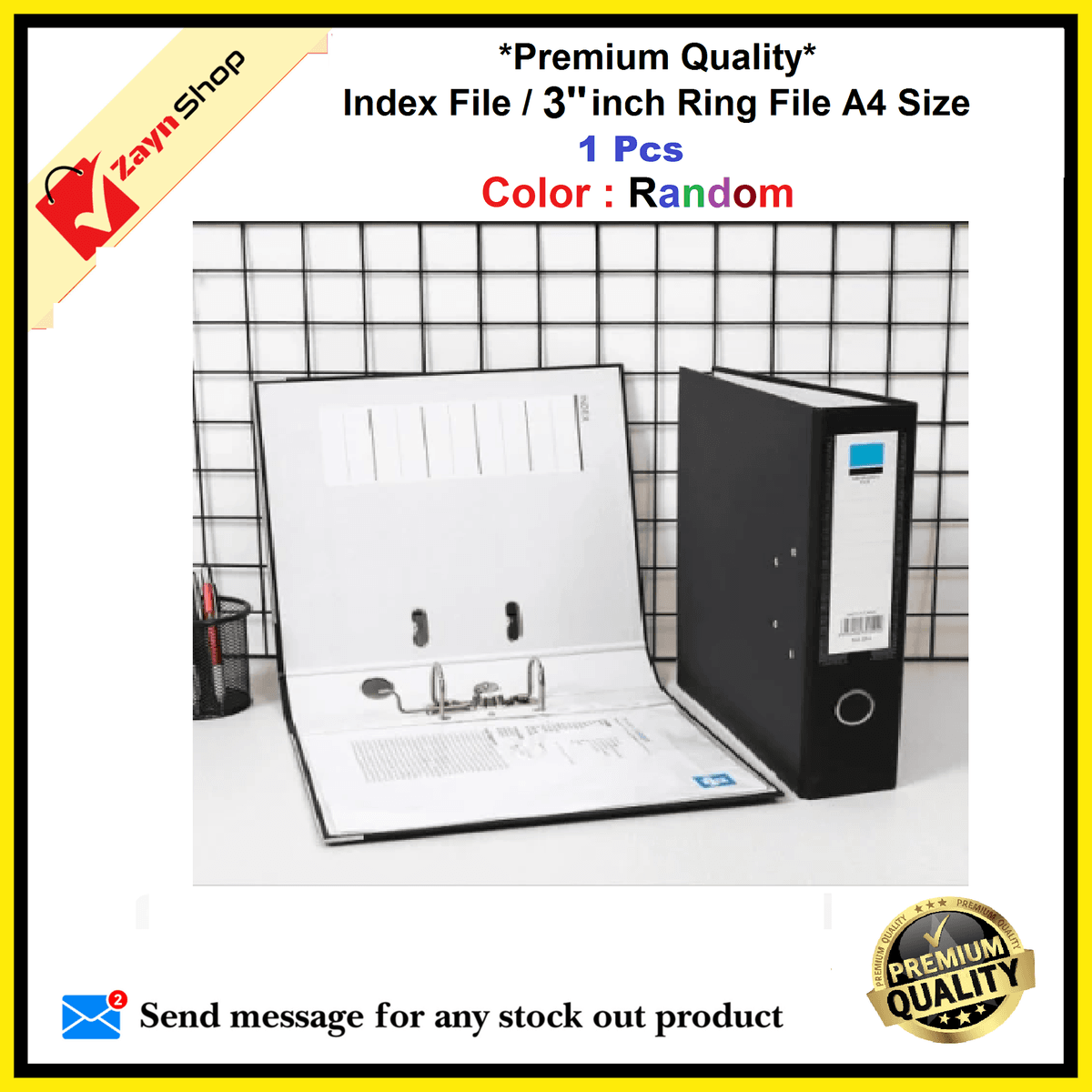 Index File / Premium Quality 3 inch 2 Ring File / Data Bank Ring File Random Color 1pcs