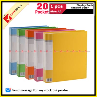 Display Book 20 Pocket Thin Plastic File Folder Display Presentation Book, A4 Size Random Color 1pcs - Innovative Design - Organize with Style_img_3