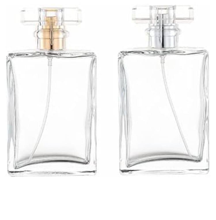 Empty Perfume Atomizer Refillable Spray 100ml Bottle 1pcs - Transparent Glass Square Shape - Very Comfortable and Fashionable