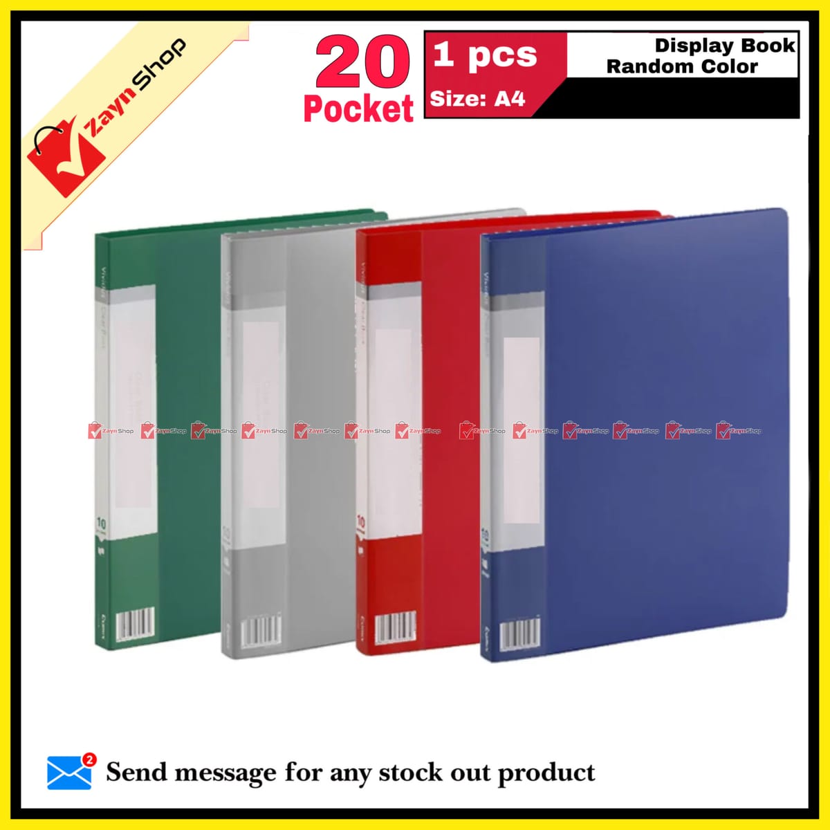 Display Book 20 Pocket Thin Plastic File Folder Display Presentation Book, A4 Size Random Color 1pcs - Innovative Design - Organize with Style