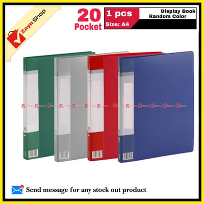 Display Book 20 Pocket Thin Plastic File Folder Display Presentation Book, A4 Size Random Color 1pcs - Innovative Design - Organize with Style_img_0