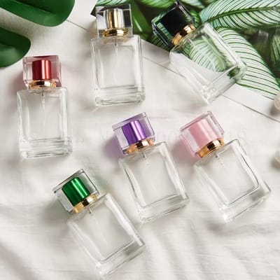 Empty Perfume Atomizer Refillable Glass Spray 30ml Bottle Frosted Square shape color cap 1 pcs_img_4