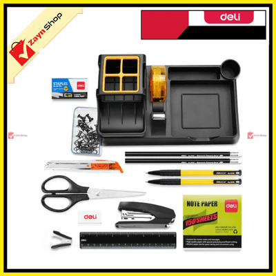 Deli 38252A Desk Organizer (Includes 17 pieces of stationery items) Black_img_0