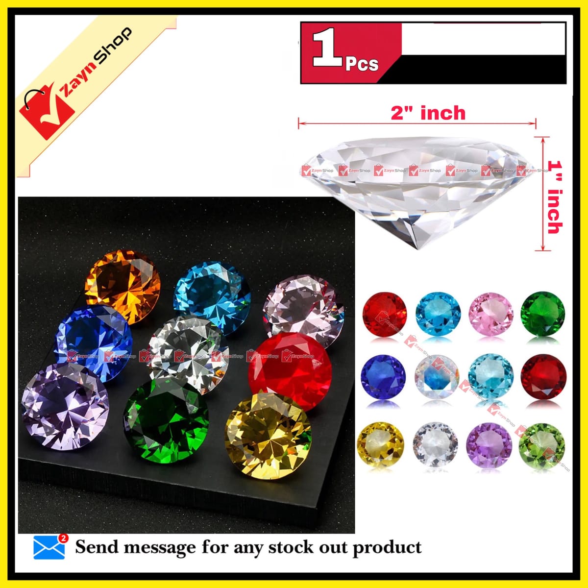 Paper weight Crystal Diamond shape 1 pcs Random color