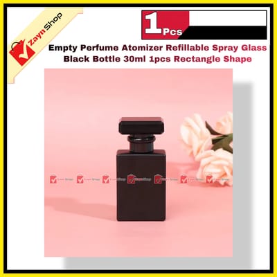 Empty Perfume Atomizer Refillable Spray Glass Black Bottle Rectangle Shape 30ml 1pcs_img_2