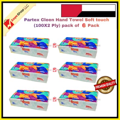 Partex Cleen Hand Towel Tissue Soft touch (100X2 Ply) pack of 6 Packet_img_0