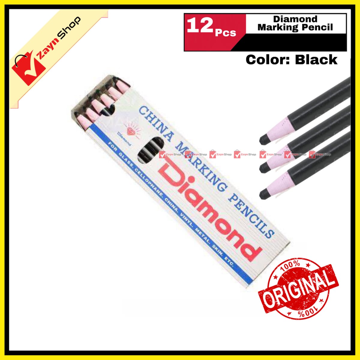 Diamond China Marking Color Pencil pack of 12 Colors