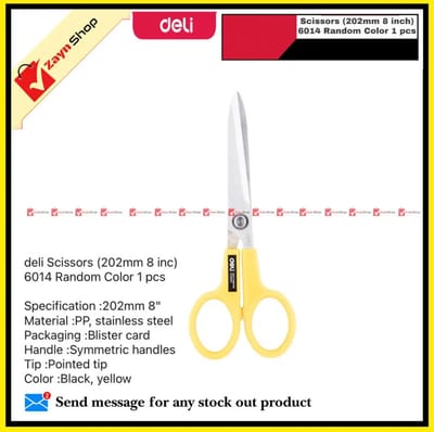 deli Scissors (202mm 8 inc) 6014 Random Color 1 pcs_img_0