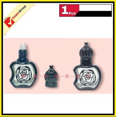 Empty Roll on attar Bottle Glass apple shape 10ml Refillable Black Color 1pcs_img_0