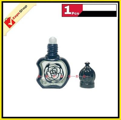 Empty Roll on attar Bottle Glass apple shape 10ml Refillable Black Color 1pcs_img_1