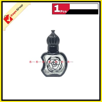 Empty Roll on attar Bottle Glass apple shape 10ml Refillable Black Color 1pcs_img_2