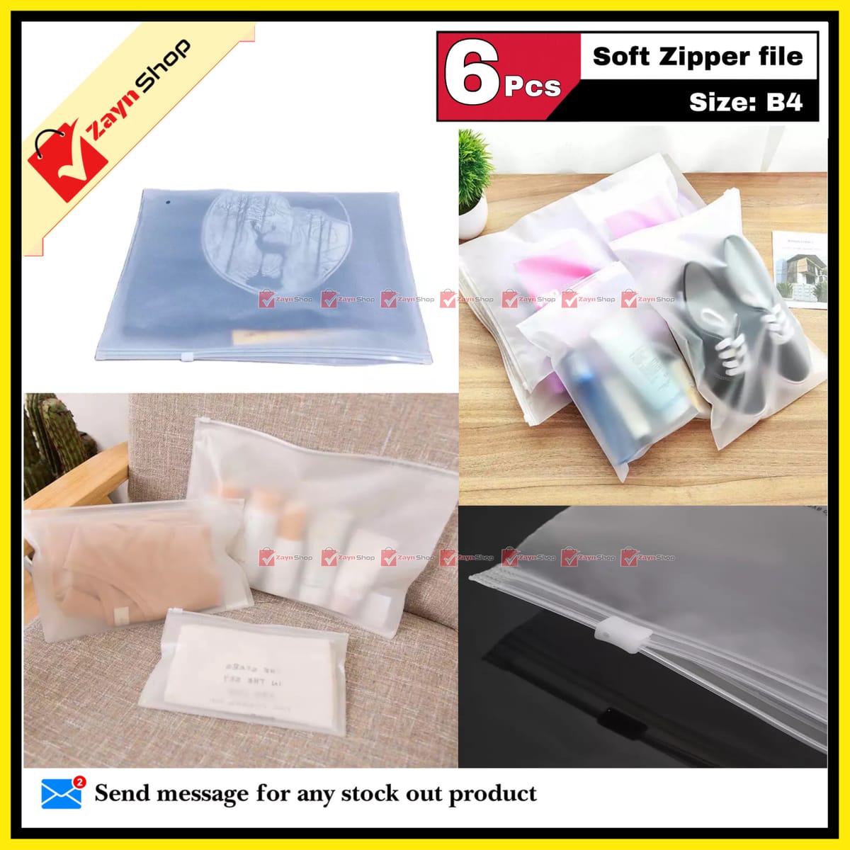 Zipper file Soft Legal size 10x14 inch pack of 6 pcs Use for Documents and multipurpose