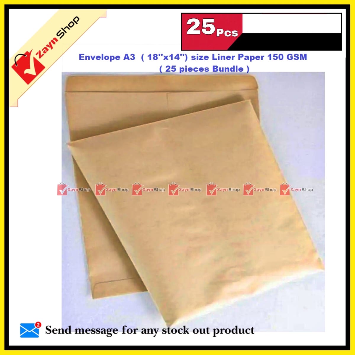 Envelope A3 ( 18''x14'') size Liner Paper 150 GSM ( 25 pieces Bundle )