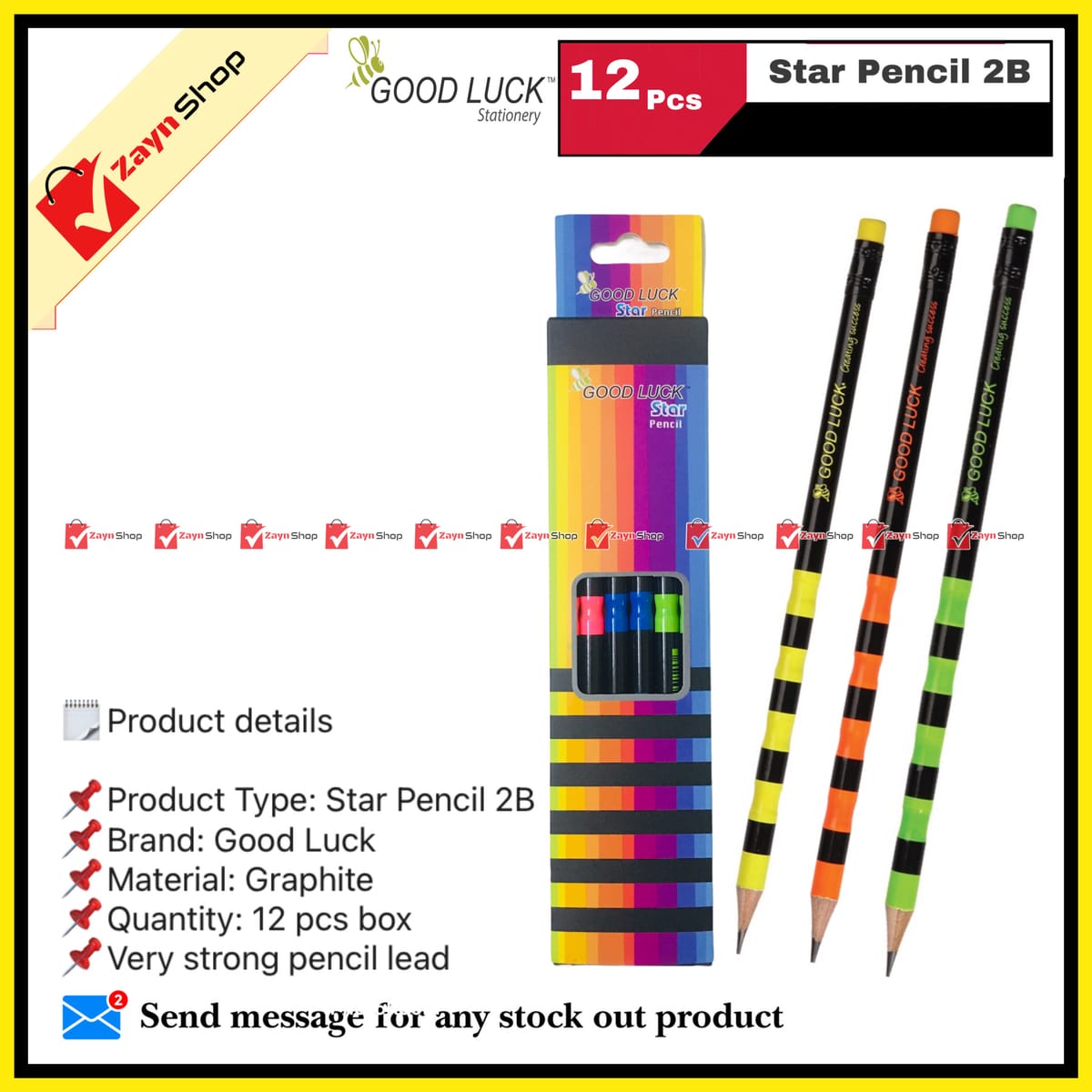 Good Luck Star Pencil 2B- Pack of 12pcs