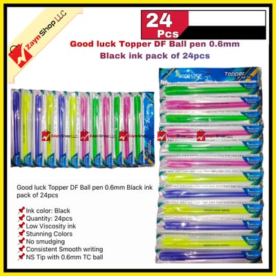 Good luck Topper DF Ball pen 0.6mm Black ink pack of 24pcs_img_0