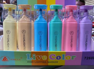 Fluorescent Highlighter Pens 6 pcs Set Pastel Macaron Colored For Drawing, Marking, Note-Taking_img_1