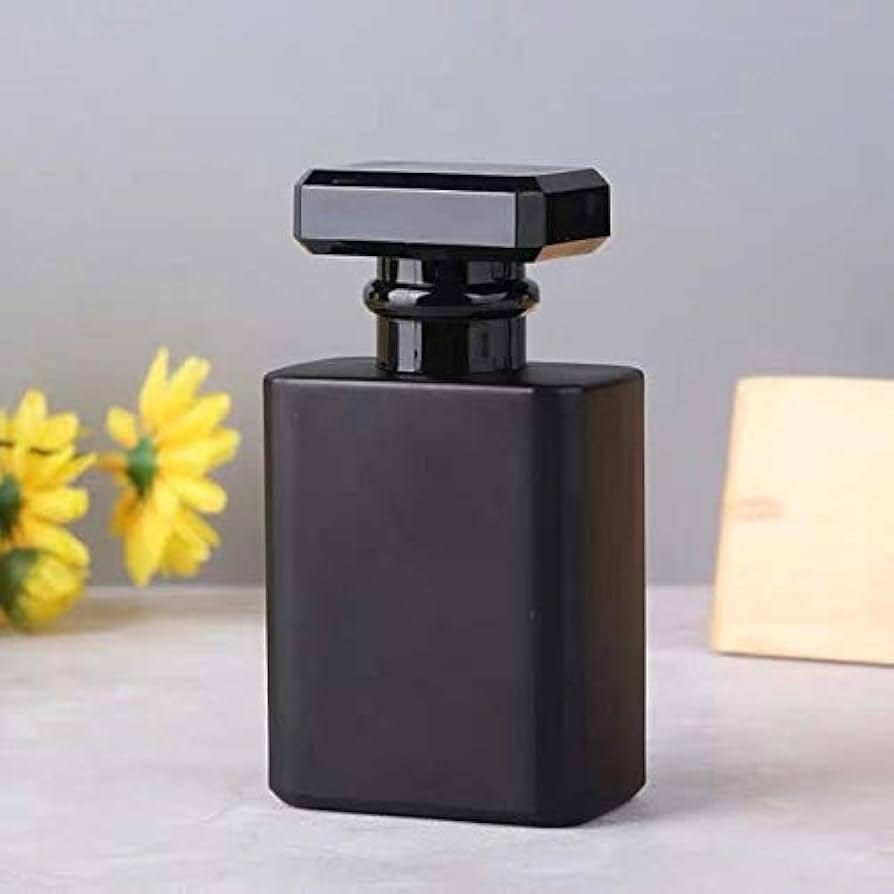 Empty Perfume Atomizer Refillable Black Square Glass Spray 50ml Bottle 1 pcs