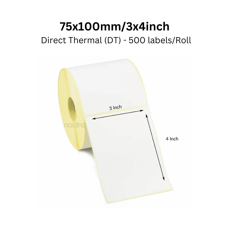 Direct Thermal Label Sticker Paper Premium Quality 75*100mm or (3inch x 4 inch) For Shipping Label 500 pcs 1 roll