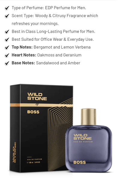 Wild Stone Boss Perfume for Men Eau De Parfum 100ml Luxury Long-Lasting Fragrance Premium Perfume for men Infused with Woody & Citrusy Notes_img_0