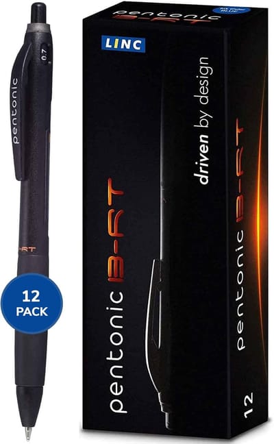 Linc Pentonic V-RT/ BRT Ball Point Pen 0.7 mm Black Ink 12pcs_img_0