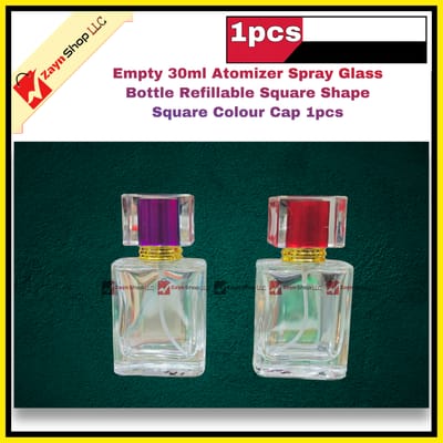 Empty 30ml Perfume Atomizer Spray Glass Bottle Refillable Square Shape Square Colour Cap 1pcs_img_5