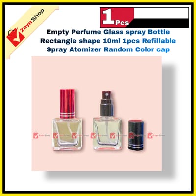 Empty Perfume Glass spray Bottle Rectangle shape 10ml 1pcs Refillable Spray Atomizer Random Color cap_img_1
